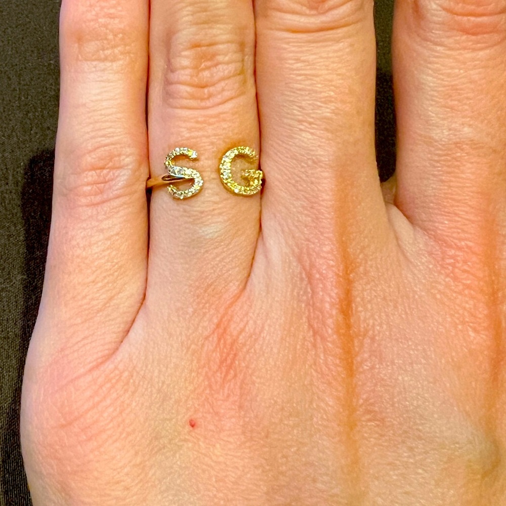 770 Jewelry Diamond Initials Cuff Ring